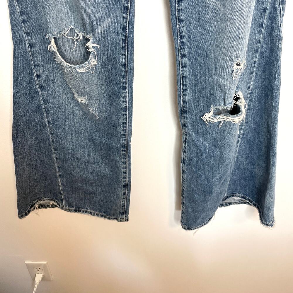 One Teaspoon Light Blue Distressed Straight Leg Jeans - Picture 6 of 12